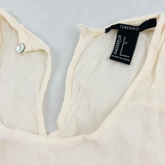 White Floral Embroidery Sleeveless Lace Top Small - Picture 4 of 5